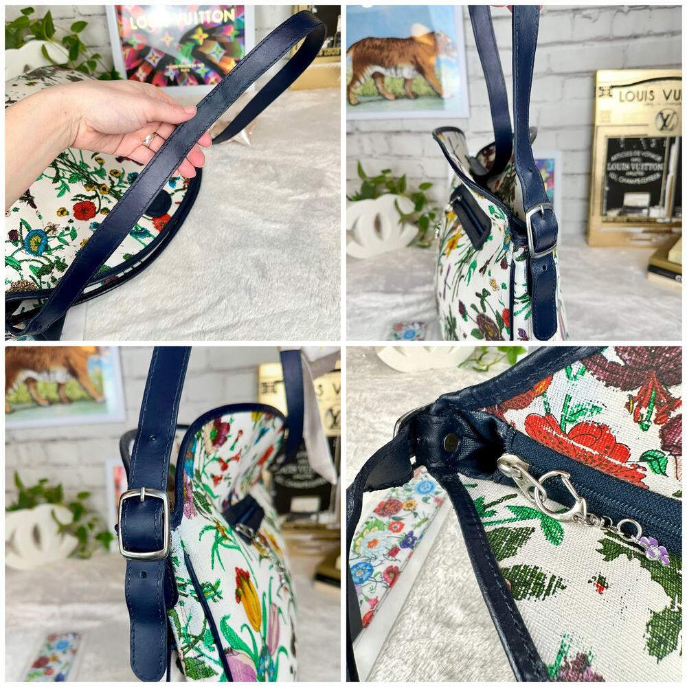 Gucci Flora GG Vintage Large Shoulder Bag tote Good USED with scarf RARE. GIFT! - Picture 9 of 16